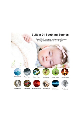 Konesam Bebek Uyku Asistanı - 21 Ses, 3 Zamanlayıcı, Gece Lambalı, Şarj Edilebilir Gri