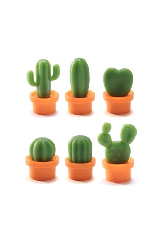 Fosenze "6 Adet Sevimli Kaktüs Buzdolabı Mıknatısı - Renkli Dekor Ve Pratik Kullanım" Portakal