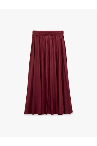 Koton Beli Bağcıklı Kloş Uzun Saten Etek Bordo 6sak70094uw