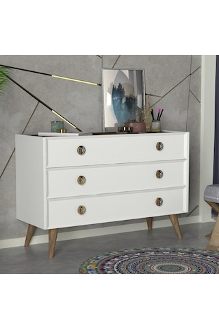 Dekorister Exclusive Nadya Şifonyer Beyaz-Ceviz