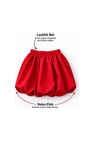 Fesshera Kids Kız Çocuk Etek Beli Lastikli Pamuklu Ve Astarlı Tül Etek Kırmızı