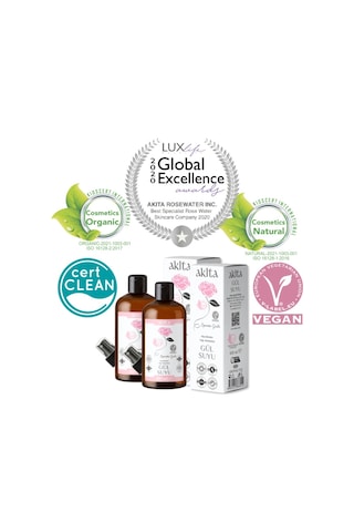 Akita Doğal Yağı Alınmamış Gül Suyu Cam Şişe 2 x 100 ML