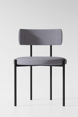 Avvio Roomy Teddy Ptt Ayak 80x160 Oval Yemek Masası Mutfak Masası Masa Sandalye Takımı Bukle Kumaş Siyah Mermer