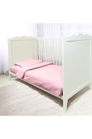 Bürümcük Müslin Bebek Nevresim Takımı Uyku Seti %100pamuk Pembe