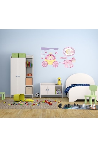 Duvar Süsü Sticker 2 Adet Prenses Desenli Pvc 70x50x0,5cm