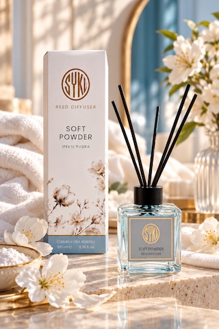 Premium Çubuklu Oda Kokusu 100 Ml Cam Şişe Reed Diffuser Pudra