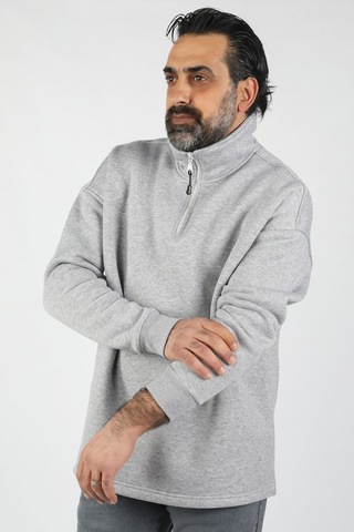 Unisex Balıkçı Yaka Gri Sweatshirt Gri