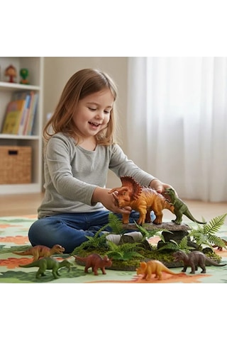 Gerçekçi Triceratops Dinozor Figürü - Eğitici Oyuncak Hayvan Modeli 20 Cm Hayvanlar