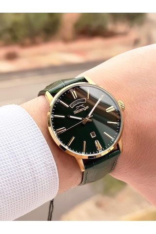 Slazenger Erkek Deri Kordon Bileklik Hediyeli 2 Yıl Garantili Suya Dayanıklı Kol Saati Vs.blkt.0756 Gold