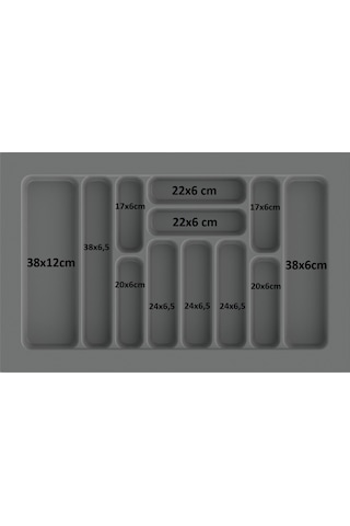 79x49 Cm Çekmece Içi Kaşıklık Gri 69,5/40 Cm Kadar Kesilebilir Kesim Yapılır Gri