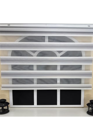 Storburada Gri Renk Geçişli Zebra Stor Perde Gri