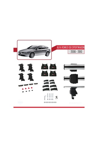 Alfa Romeo 159 Sportwagon 2006-2013 Arası İle Uyumlu Ace-4 Ara Atkı Tavan Barı Gri