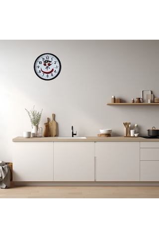 Büro Ev Ofis Hediyesi İçin 36cm Siyah Sebze Figürlü Şirin Mutfak Duvar Saati Diğer