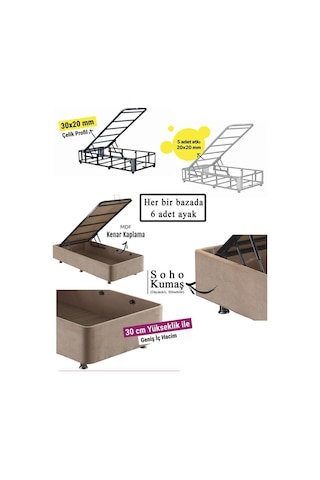 Nironyatak Niron Rama Baza Ve Başlık Seti - 80X180 Cm Tek Kişilik Sütlü Kahv