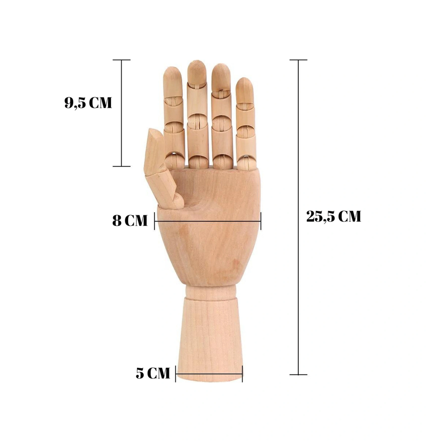 Ahşap Model Mankeni Sol El 25 Cm Eklemli Eskiz Manken Sol El Mankeni