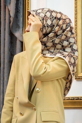 Vissona Tivil İpek Eşarp 60994 - 52305 Kahverengi Batik Desen kahverengi
