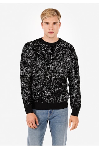 Colin's Colins Regular Fit Yuvarlak Yaka Jakarlı Erkek Siyah Kazak Cl1071047 Q1.v2 Blk Siyah