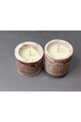 Beton Kase Tarçın Kokulu Soya Wax Mum Seti 2'li Diğer
