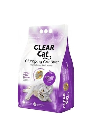 Clear Cat Lavanta Kokulu İnce Topaklaşan Bentonit Kedi Kumu 10 KG