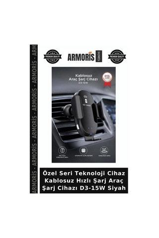 Özel Seri Teknoloji Cihaz Kablosuz Hızlı Şarj Araç Şarj Cihazı D3-15w Siyah