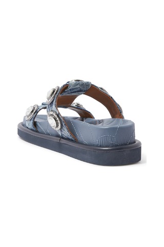 Kurt Geiger Kristal Taşlı Rahat Denim Sandalet Lacivert