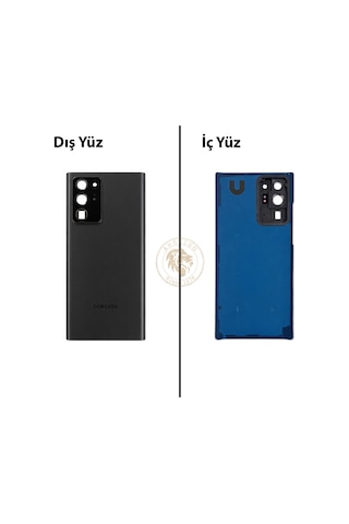 Samsung Galaxy Note 20 Ultra Siyah Renk Lensli Arka Kapak Arka Cam Batarya Kapağı Pil Kapağı Lazer Kesim Back Cover Galaxy Note 20 Ultra Uyumlu
