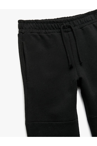 Koton Beli Lastikli Cep Detaylı Şardonlu Okul Jogger Eşofman Altı Siyah 7wkb40036tk