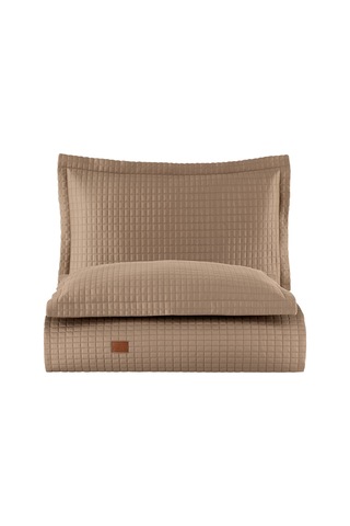 Elegante %100 Pamuk Saten Yatak Örtüsü Seti Camel Bej