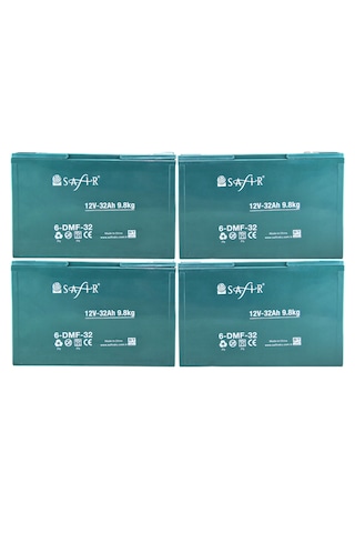 Safir Jel Akü 12 V - 32 Ah 9.8kg - 4'lü Set