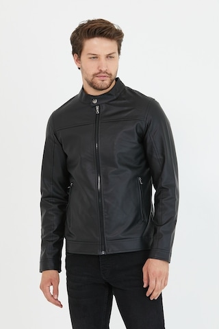 Erkek Siyah Yeni Sezon Dar Kesim Deri Ceket Mont-Siyah