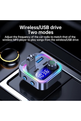 Xuweiwei Kablosuz Araba Şarj Cihazı Mp3 5.4 66w Hızlı Şarj Pd Qc3.0 Usb Çift Mikrofonlu Hd Ekran Müzik Çalma Araba Ses Sistemi