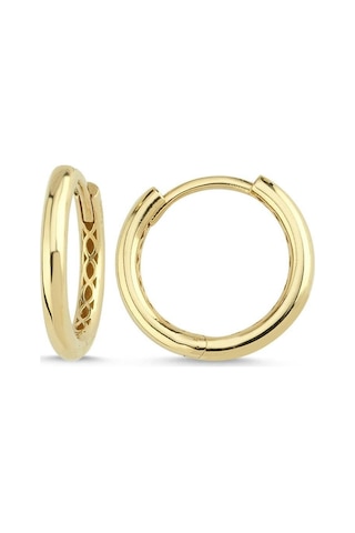 3-4,5 Mm Büyük Halka Geçirmeli Charm Doğal İnci Küpe Gold