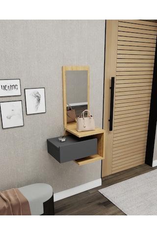 Arnetti Stella Aynalı Dresuar Duvara Monte Antrasit , Safirmeşe Antrasit - Safirmeşe