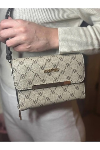 Armine Kadın Yeni Sezon Trend El Ve Omuz Askılı Cüzdan Çanta 381 Vizon Noktalı