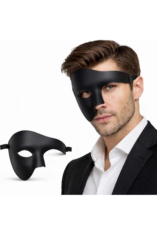 Siyah Yarım Erkek Maske Phantom Parti Balo Maskesi