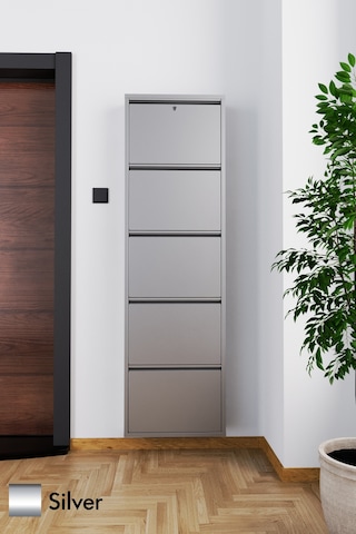 Evdemo Kilitli 5 Kapaklı Metal Ayakkabılık Silver