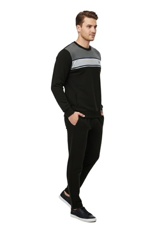 Pandonim Erkek 3 İplik Sıfır Yaka Eşofman Takım 3295 Bgl-st04997 Siyah