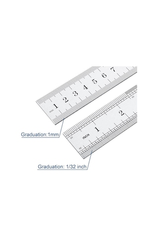 100cm 40 İnch - Çift Taraflı Paslanmaz Çelik Metal Cetvel - Kalınlık 1.2mm