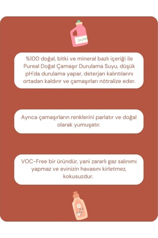 Pureal Doğal Çamaşır Durulama Suyu - Bebek Ve Çocuk Çamaşırları, Hassas Ciltlere Özel 750 Ml Tekli