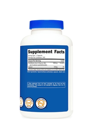 Nutricost Pantothenic Acid Vitamin B5 500mg, 240 Capsul.abd...