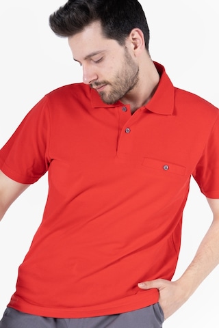 Yıldırımlar T-shirt %100 Pamuk Polo Yaka Fleto Cepli %100 Pamuk Kırmızı