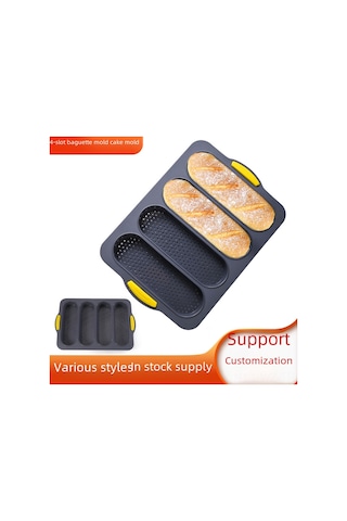 Wezone Yemek Kalitesi Silikon Fırın Kalıbı, 4 Bölmeli Sabit Tutamlı Ekmek Ve Kek Pişirme Aracı, Kaymağızlı, Yeşil Diğer