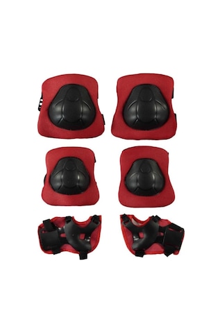 Kask Dizlik Dirseklik Koruyucu Set 7 Parça Kırmızı