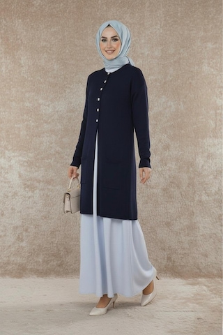 Yeni Sezon Dizboy Kadın Ceket -sakal İplik, Yaka Düğmeli, İki Cepli, Günlük, Şık Kombinler İçin Lacivert