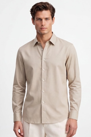 Sabri Özel Erkek Bej Normal Kesim Regular Fit %100 Pamuk Gabardin Uzun Kollu Klasik Yaka Gömlek Sabri Özel Erkek Bej Normal Kesim Regular Fit %100 Pamuk Gabardin Uzun Kollu Klasik Yaka Gömlek