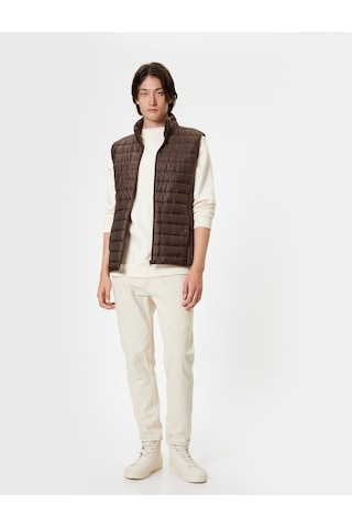 Koton Şişme Yelek Slim Fit Dik Yaka Cep Detaylı Kahverengi 5wam20123hw Kahverengi
