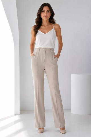 Bihan Store Yüksek Bel İspanyol Paça Klasik Kumaş Pantolon Y26-222-ekru