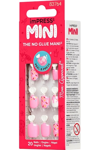 Mini Kendinden Yapışkanlı Çocuk Takma Tırnağı Pembe Desenli