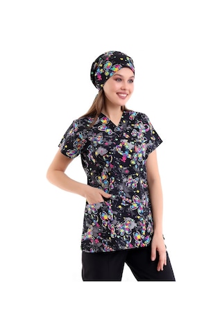 Yarasa Kol Desenli Unisex Tek Üst - 5007 Siyah Kelebek