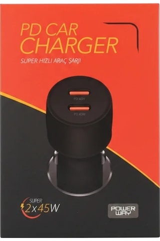 Powerway Cc45 Pd 2x45w Çift Type-c Çıkışlı Ultra Hızlı Araç Şarjı